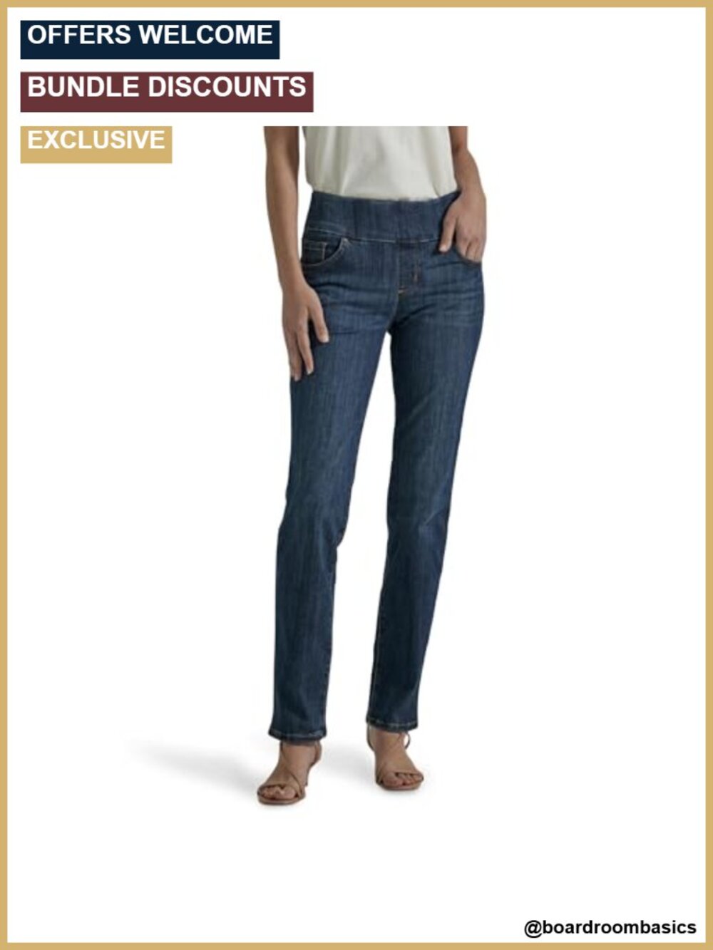 Sculpting Slim Leg Pull On Jeans Mid Rise Cotton Stretch